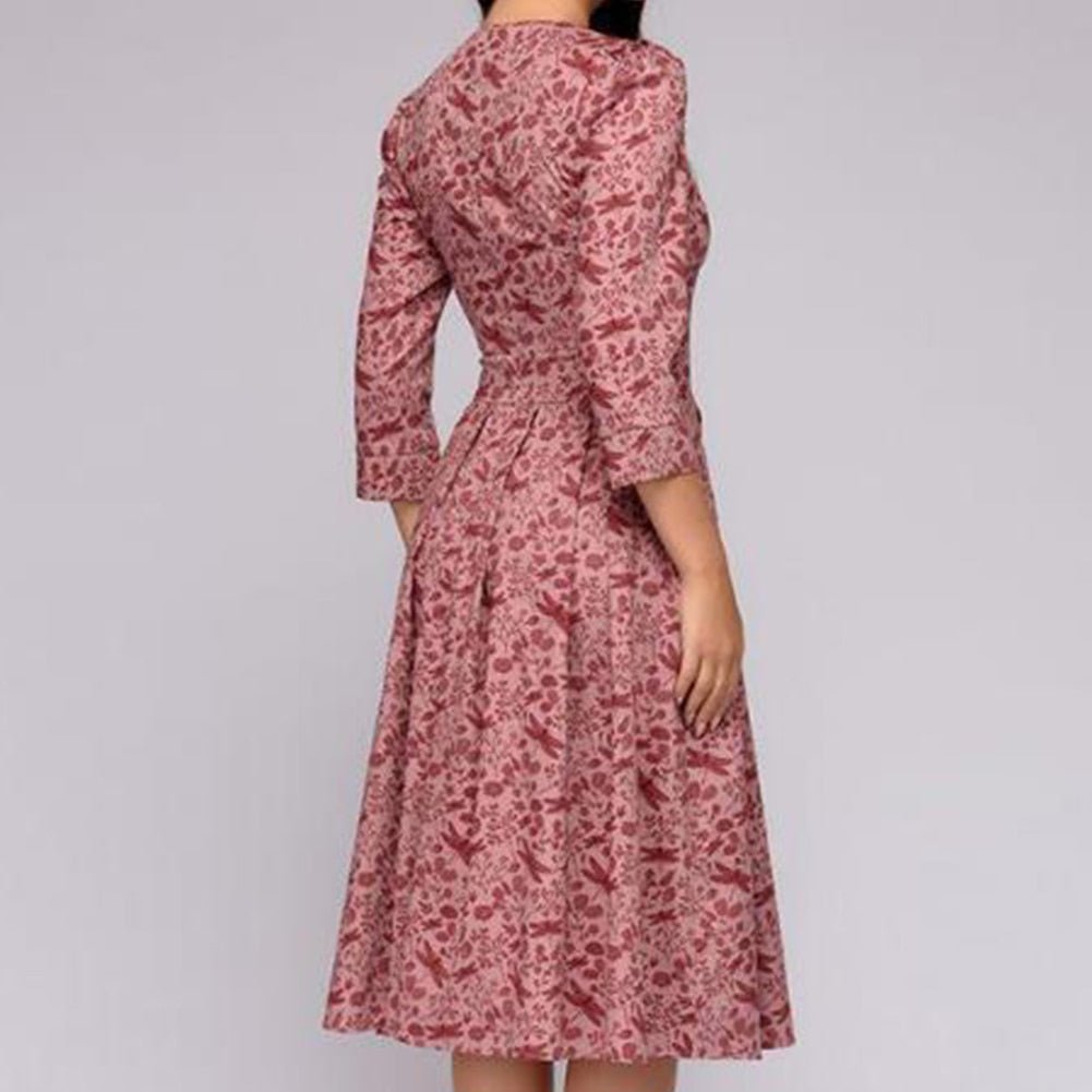Rosie | Floral Midi Dress with Elegance