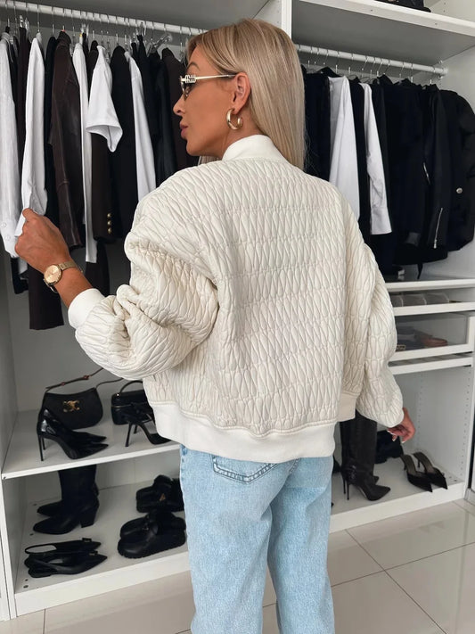 daisy | quilted zip bomber jacket