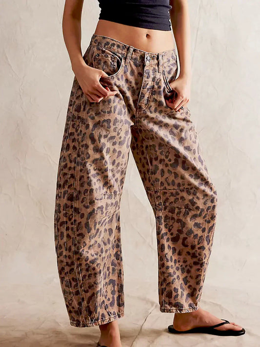 daisy | leopard print wide leg jeans leopard