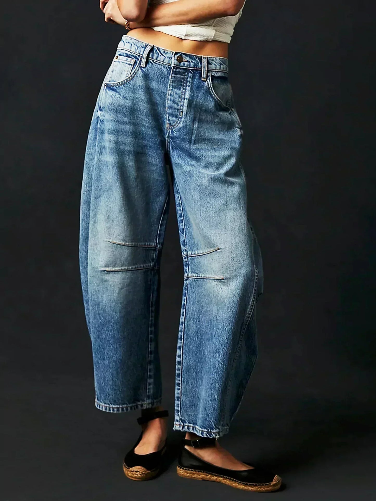 daisy | leopard print wide leg jeans blue