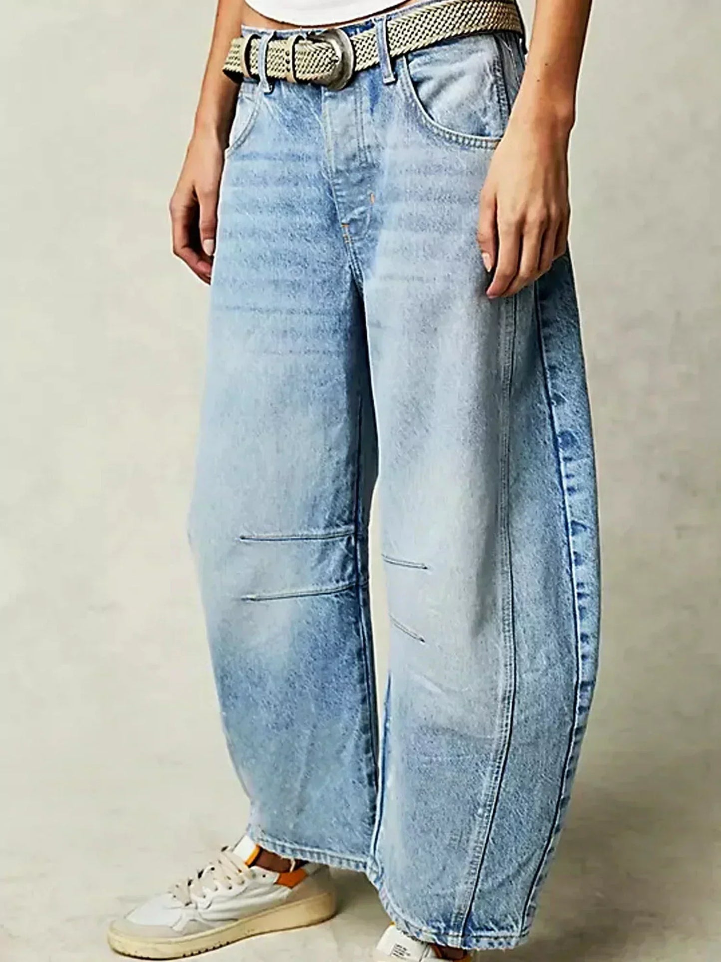 daisy | leopard print wide leg jeans light blue