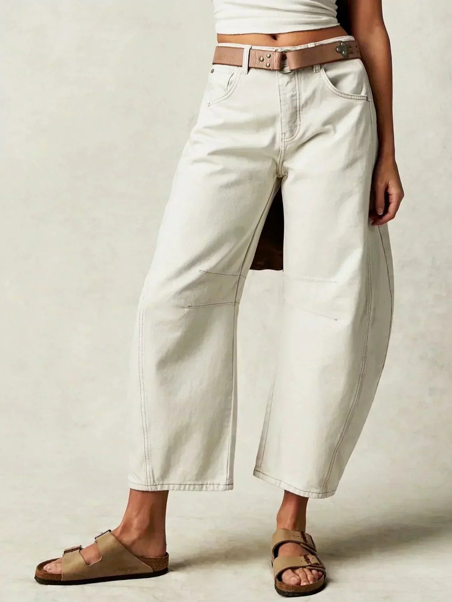 daisy | leopard print wide leg jeans white