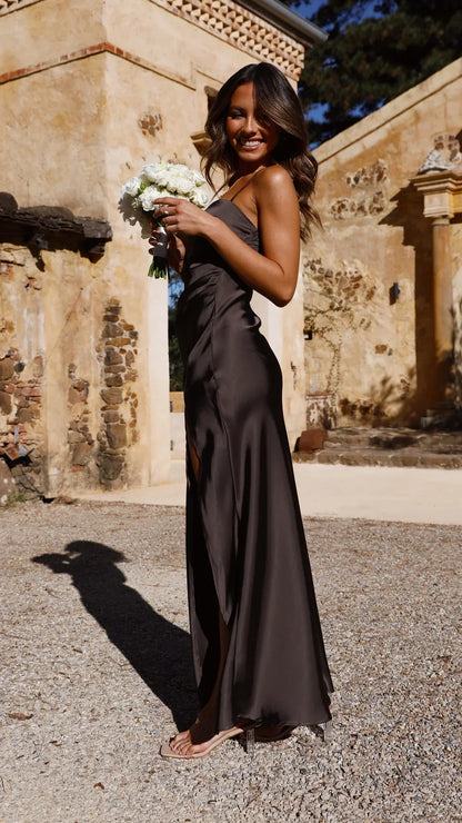 daisy | satin slip maxi dress espresso